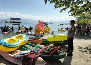 Patroli Ketempat Wisata Pantai Bul- Bul Polsek Balige Imbau Pengunjung Utamakan Keselamatan